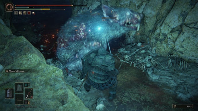 Slashing at a giant rat in Elden Ring: Shadow of the Erdtree.