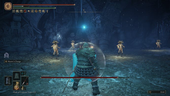 Fighting the Lamenter boss in Lamenter's Gaol in Elden Ring: Shadow of the Erdtree.