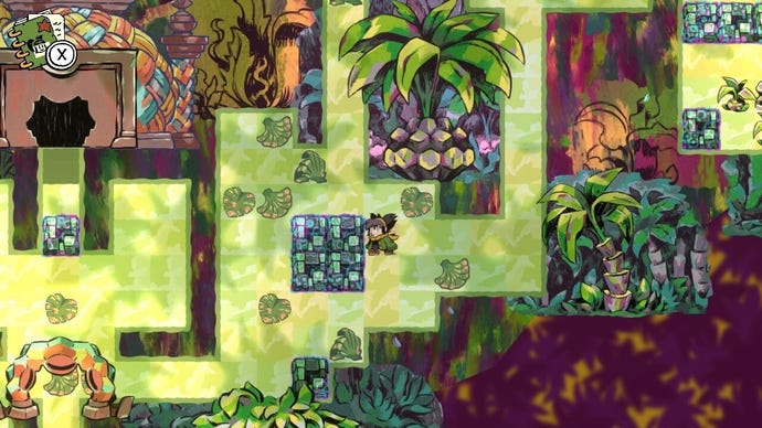 Navigating a jungle puzzle in Arranger.