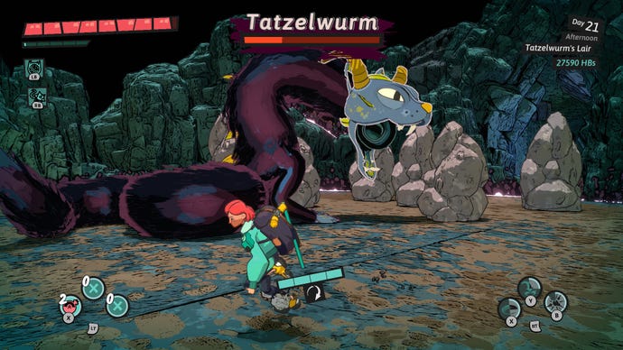 Fighting a shadowy rat-headed snake in Dungeons Of Hinterberg.