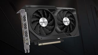 The Gigabyte GeForce RTX 4060 Windforce OC  graphics card on a dark background.