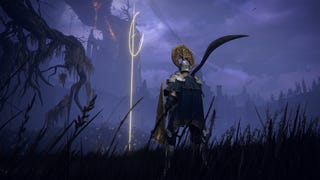 An Elden Ring player standing next to a Cross in Shadow of the Erdtree.